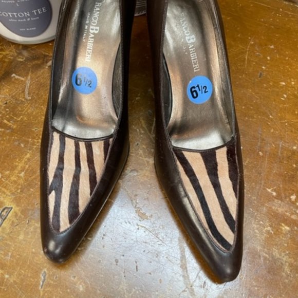 Franco Barbieri Italian Leather Zebra Print Heel - Size 6 1/2 - Picture 2 of 9